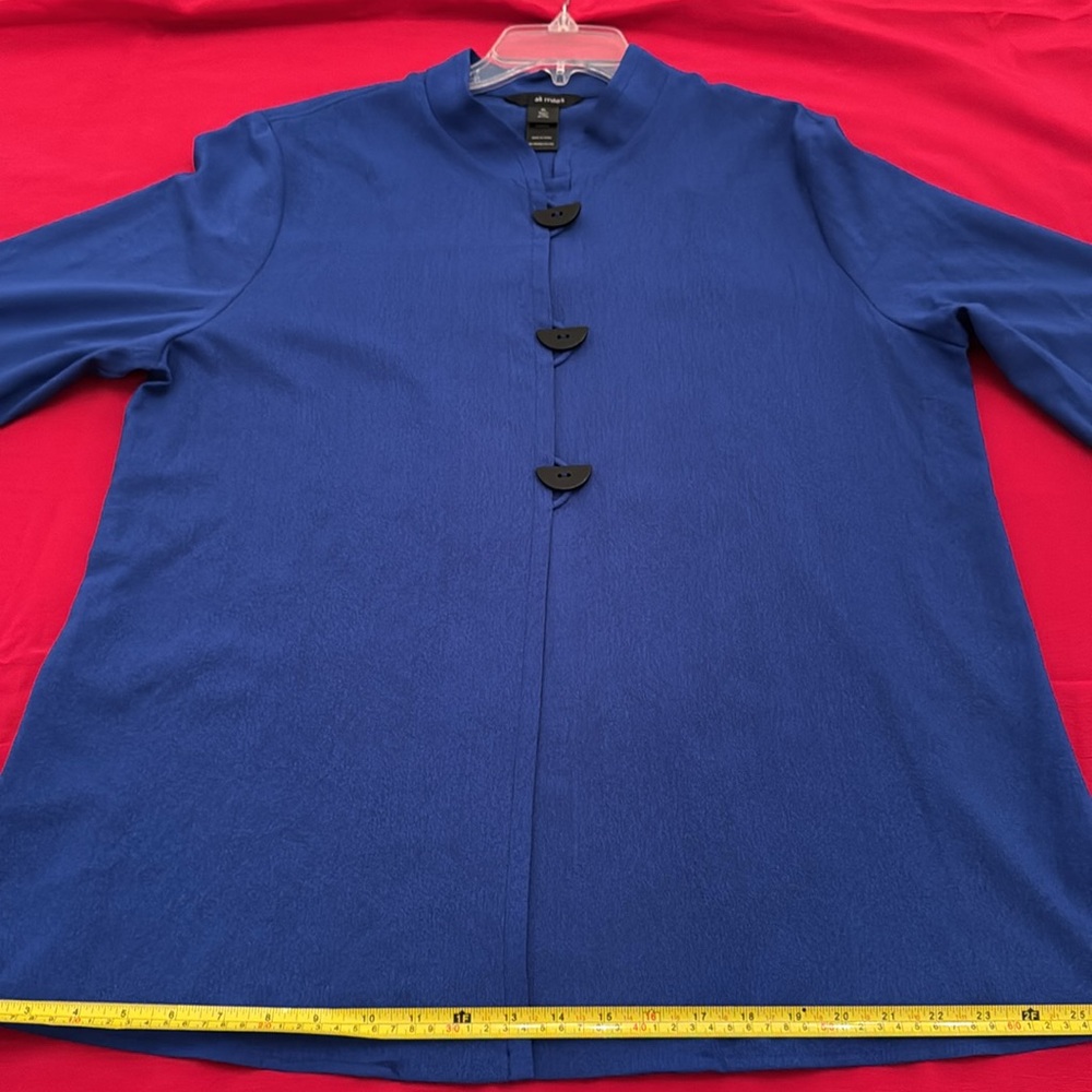 Ali miles Blue Button-Up Jacket, 3 button closure (OLCC)